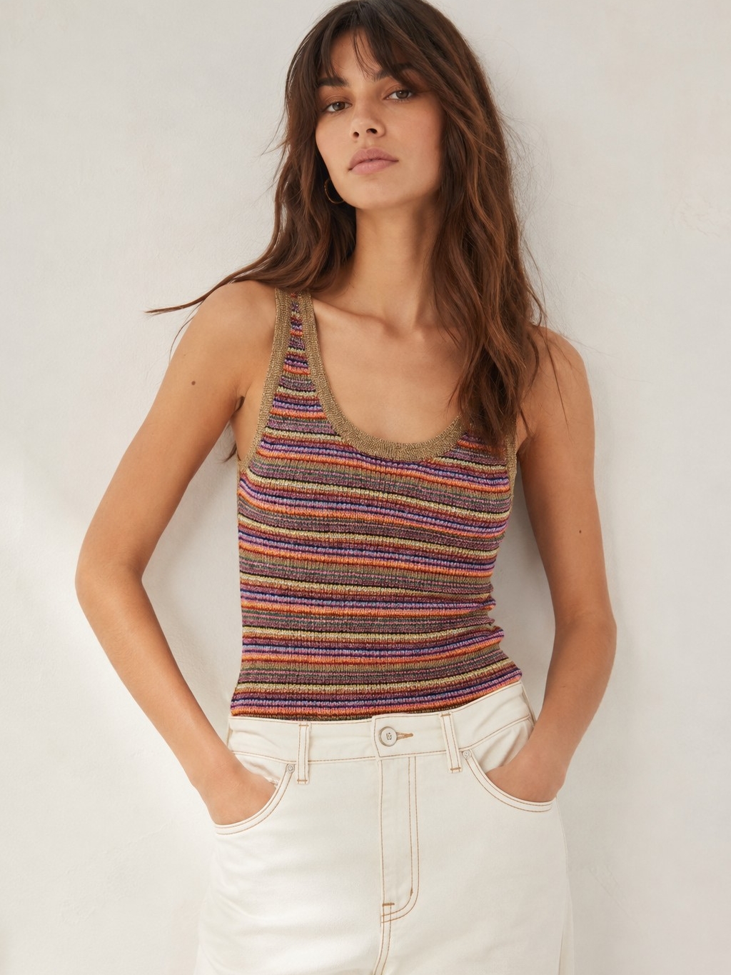 Striped Knit Tank Top In Multicolor